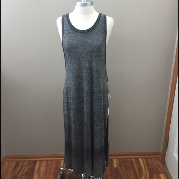 Leith Tops - New Leith Gray Maxi Tunic Top With Slits